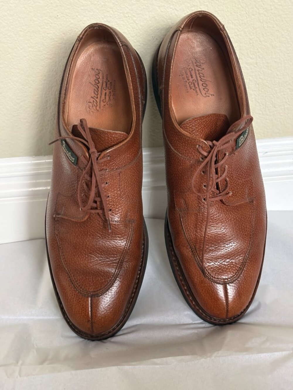 Paraboot Leather Brown Lace-Up Derby Shoes SIZE: 9
